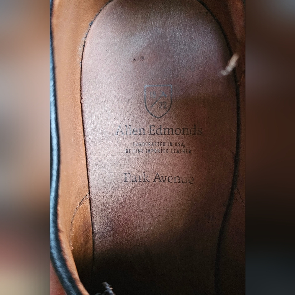 Allen Edmonds Black Leather Park Avenue Cap Toe Oxford Dress Shoes Size 11.5 - Picture 6 of 8